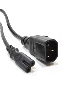 PEL01424 IEC C14 3 pin Male Plug to Figure 8 C7 Plug Power Adapter Cable 1m