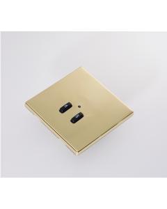 RLM-020-PB 2 Button Flush Screwless Front Plate Kit - Polished Brass