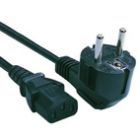 Right-Angled Schuko Plug to IEC C13 Mains Lead, 2m, Black