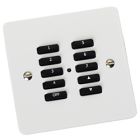 RVF-100-WM Wireless 10 Button Cover Plate Kit Visible Screws White Metal Cover