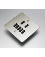 7-Button lighting flat plate kit, flush mounted finish Brush